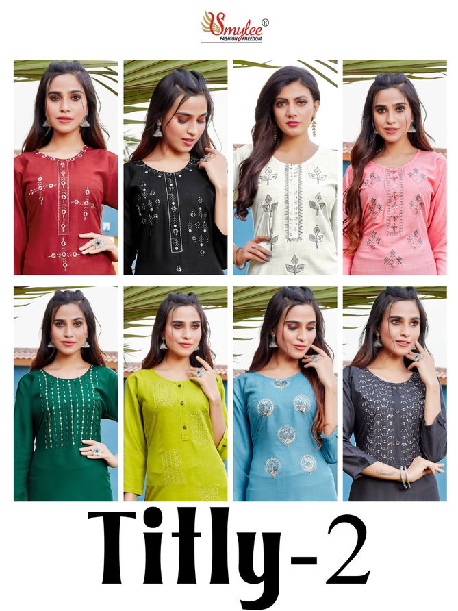 Smylee Titly 2 Heavy New Fancy Ethnic Wear Slub Rayon Designer Kurti Collection